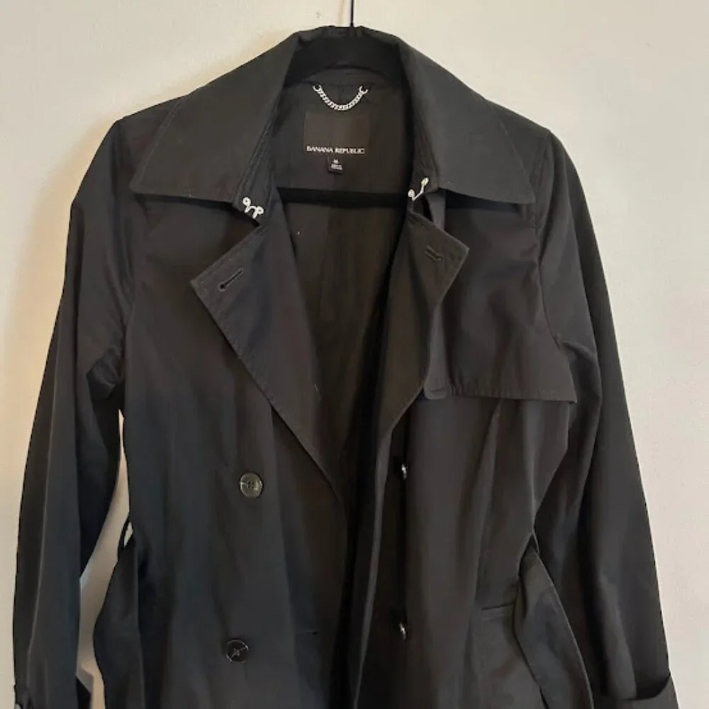 Banana Republic Black Trench Coat - Picture 2 of 6